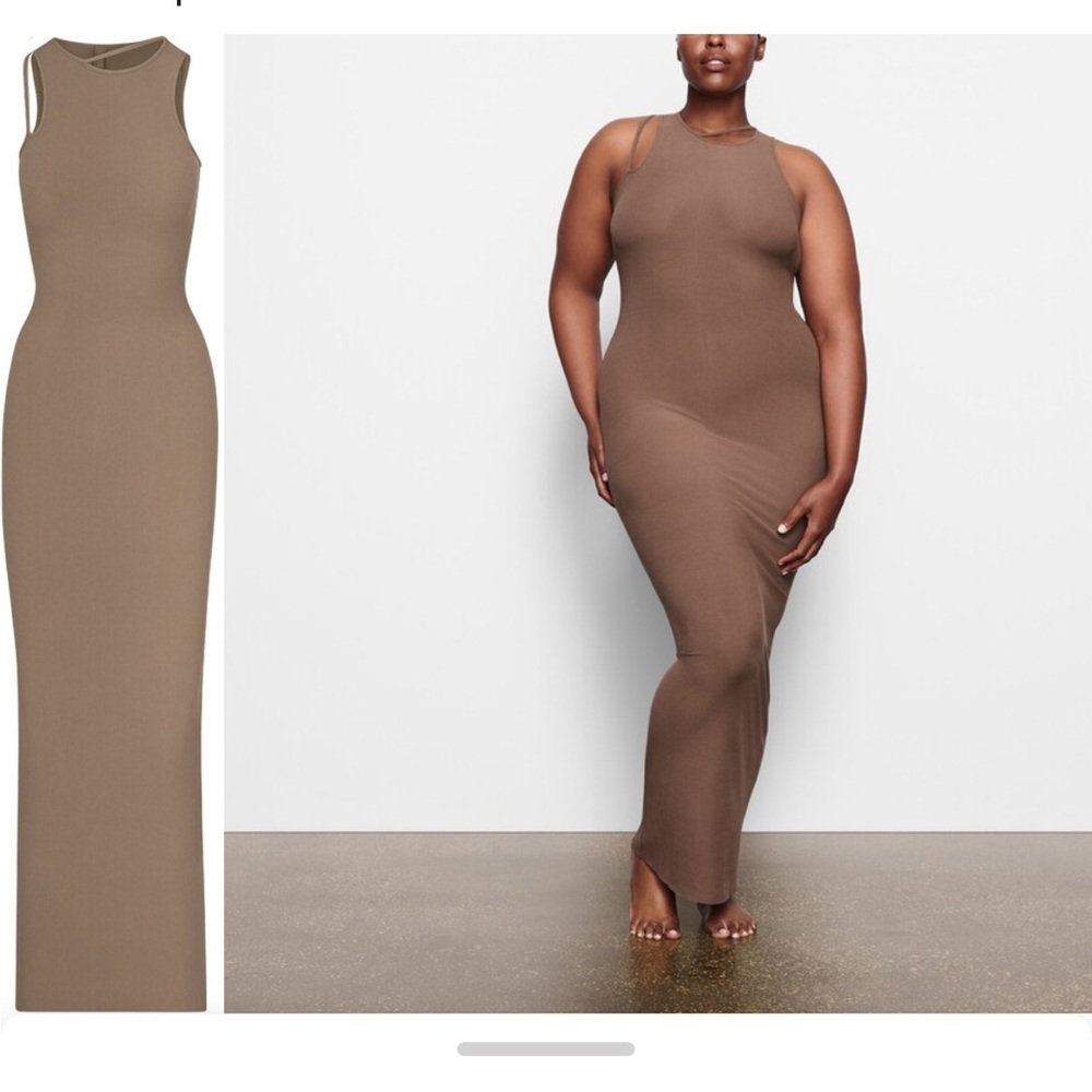 SOFT LOUNGE CUT OUT LONG SLIP DRESS OXIDE - XS